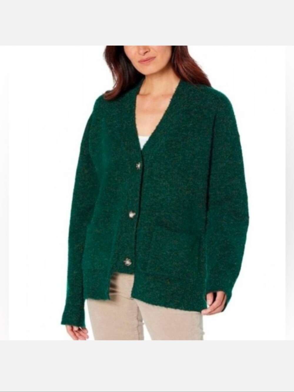 Kut from the Kloth Dark Green Cozy Open Cardigan
